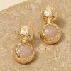 Hammered Dome And Stone Stud Dangle Earrings