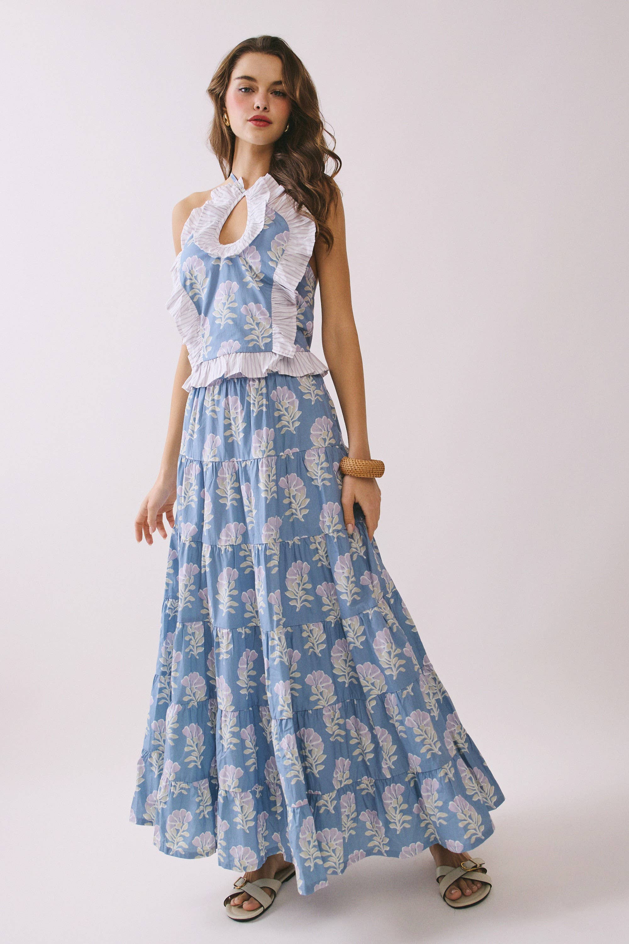 Coastal Wildflower Tiered Maxi Skirt