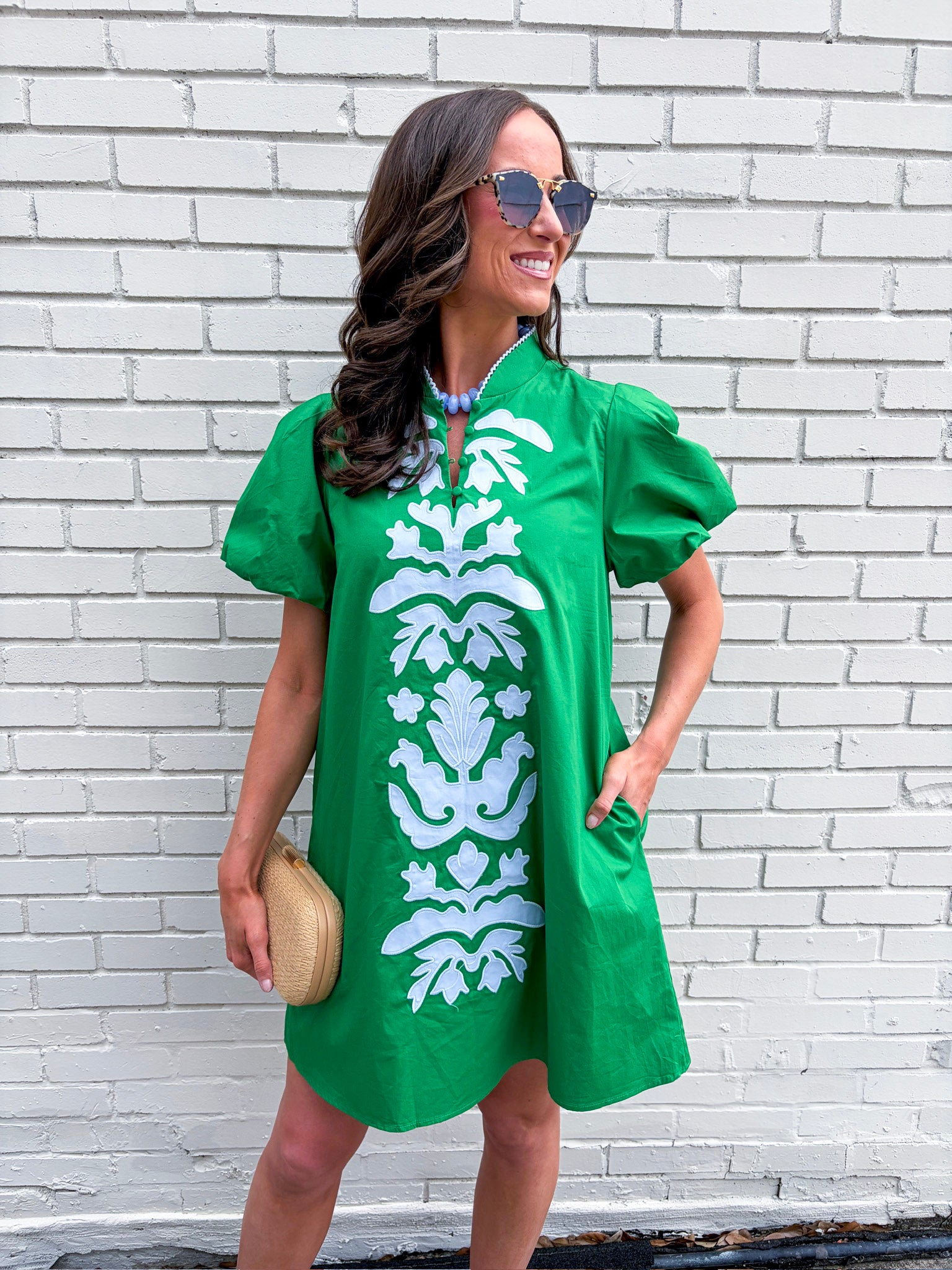 Floral Majesty Shift Mini Dress-Kelly Green Pomp & Circumstance Boutique by Marie Earthman Floral Majesty Shift Mini Dress-Kelly Green Pomp & Circumstance Boutique by Marie Earthman