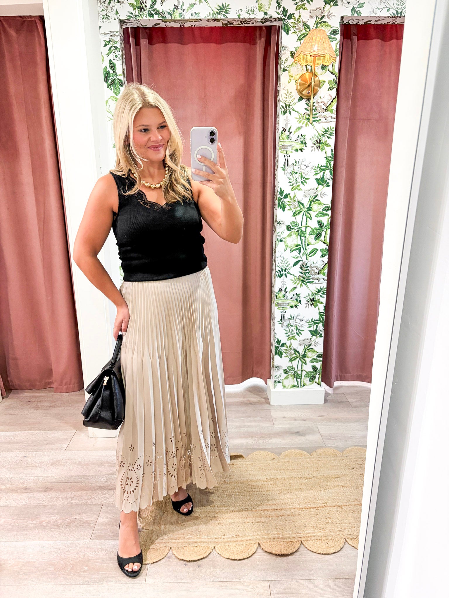 Amour Pleated Midi Skirt