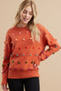 Pom-Pom Knit Sweater- Brick