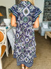Sunset In Sorrento Midi Dress-Navy