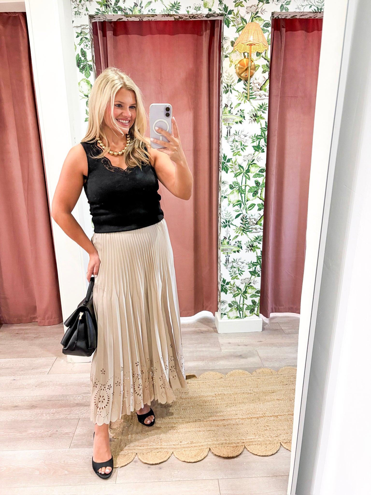 Amour Pleated Midi Skirt