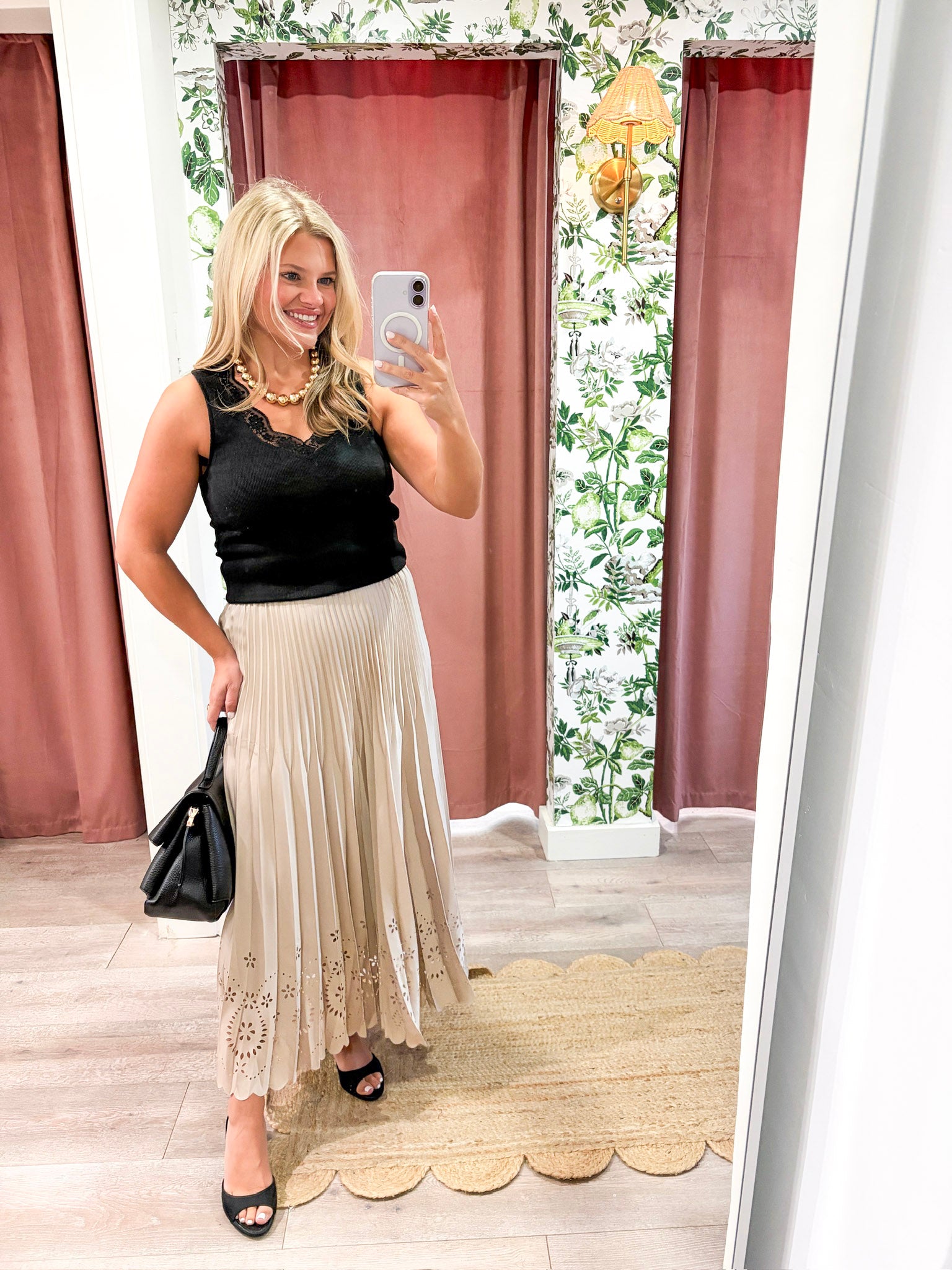 Amour Pleated Midi Skirt