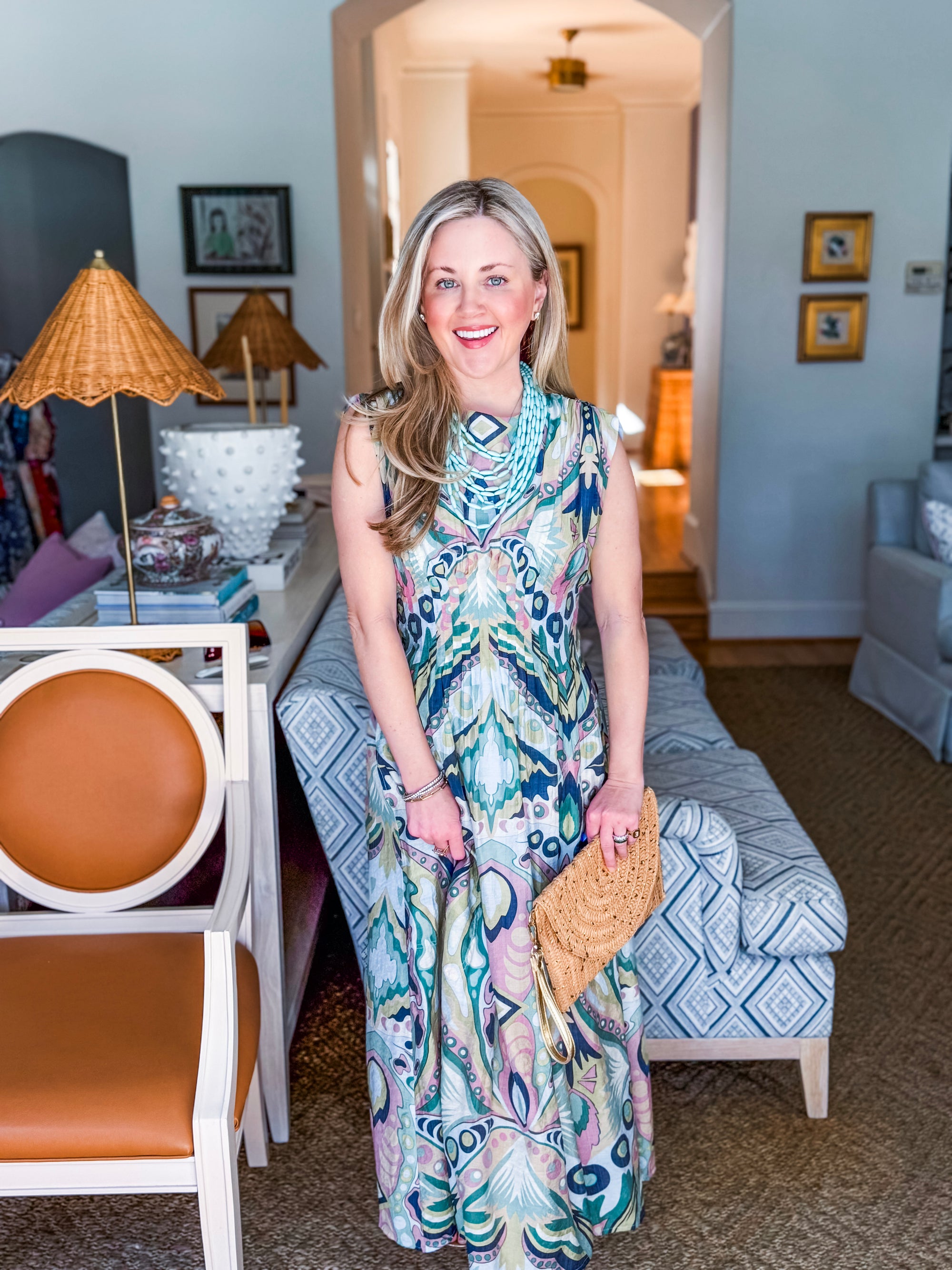 Sedonia Sunset Midi Dress-Navy/Mint