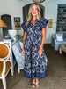 Sunset In Sorrento Midi Dress-Navy