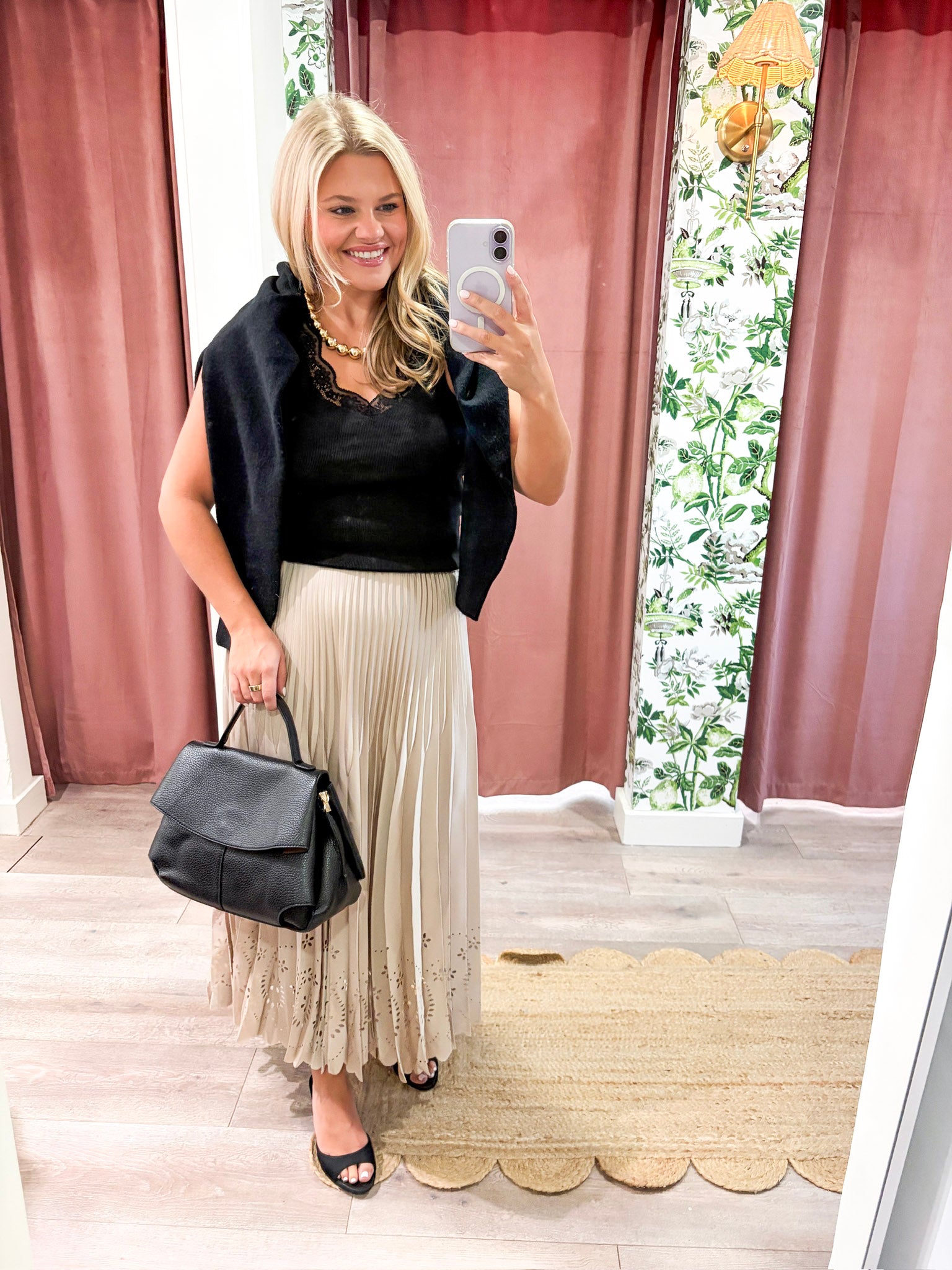Amour Pleated Midi Skirt