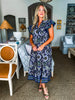 Sunset In Sorrento Midi Dress-Navy
