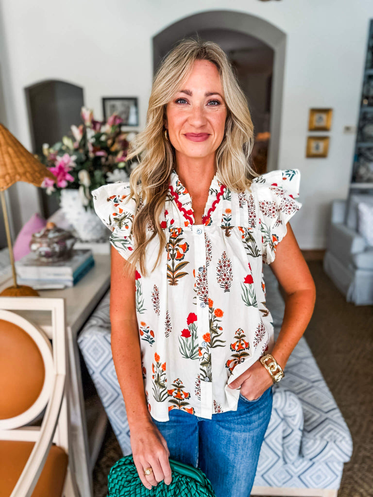 Garden Reverie Botanical Top-Cream