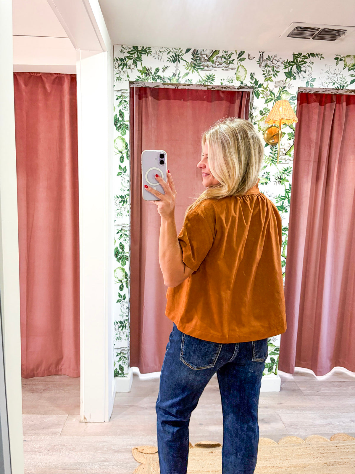 Lucille Stand Collar Top-Camel