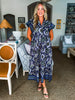 Sunset In Sorrento Midi Dress-Navy