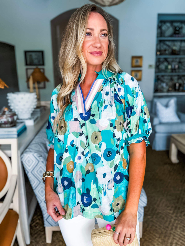 Jade Flowers Top