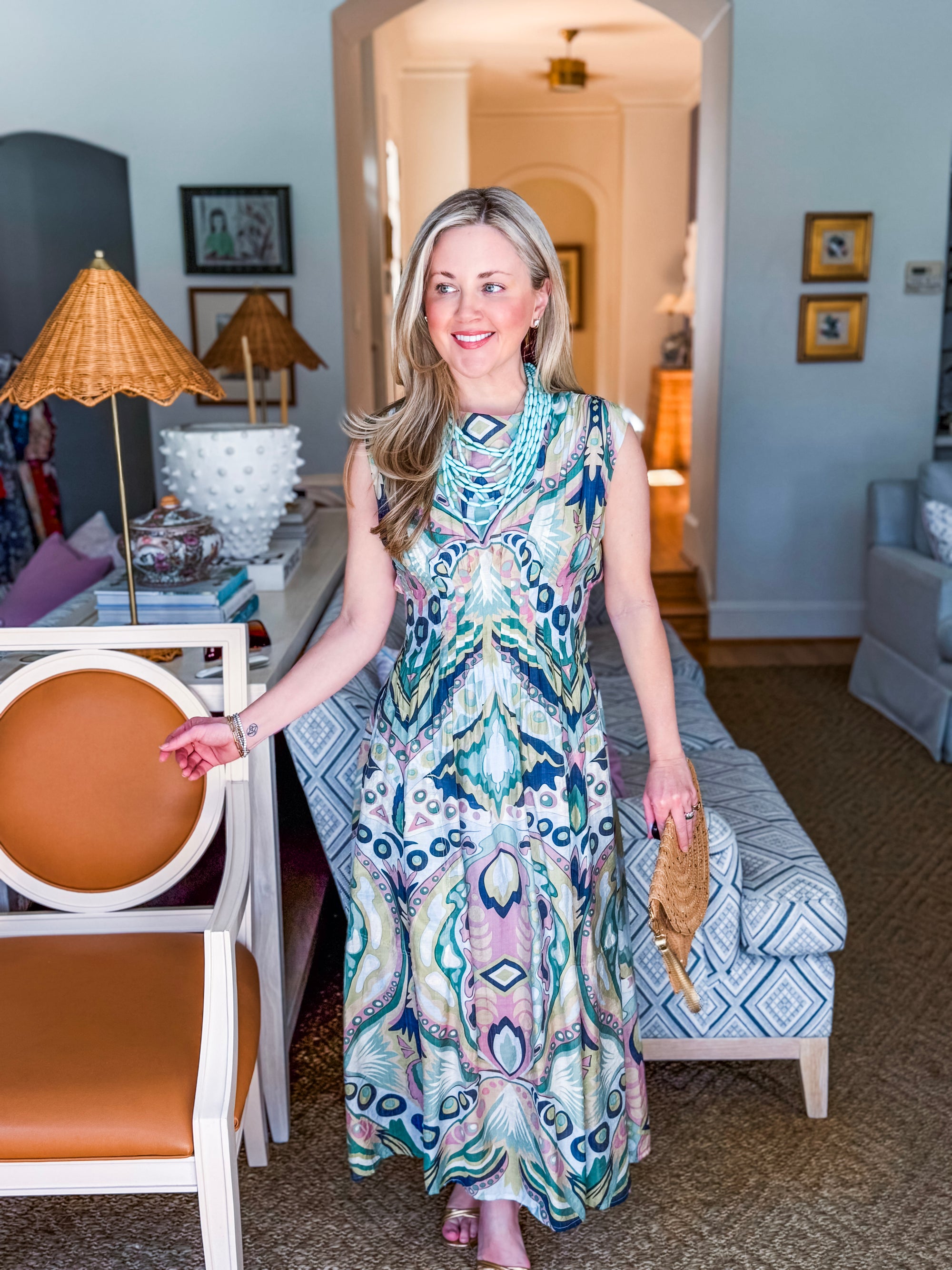 Sedonia Sunset Midi Dress-Navy/Mint