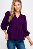 In Love Peplum Top- Plum