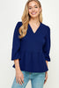 In Love Peplum Top- Navy