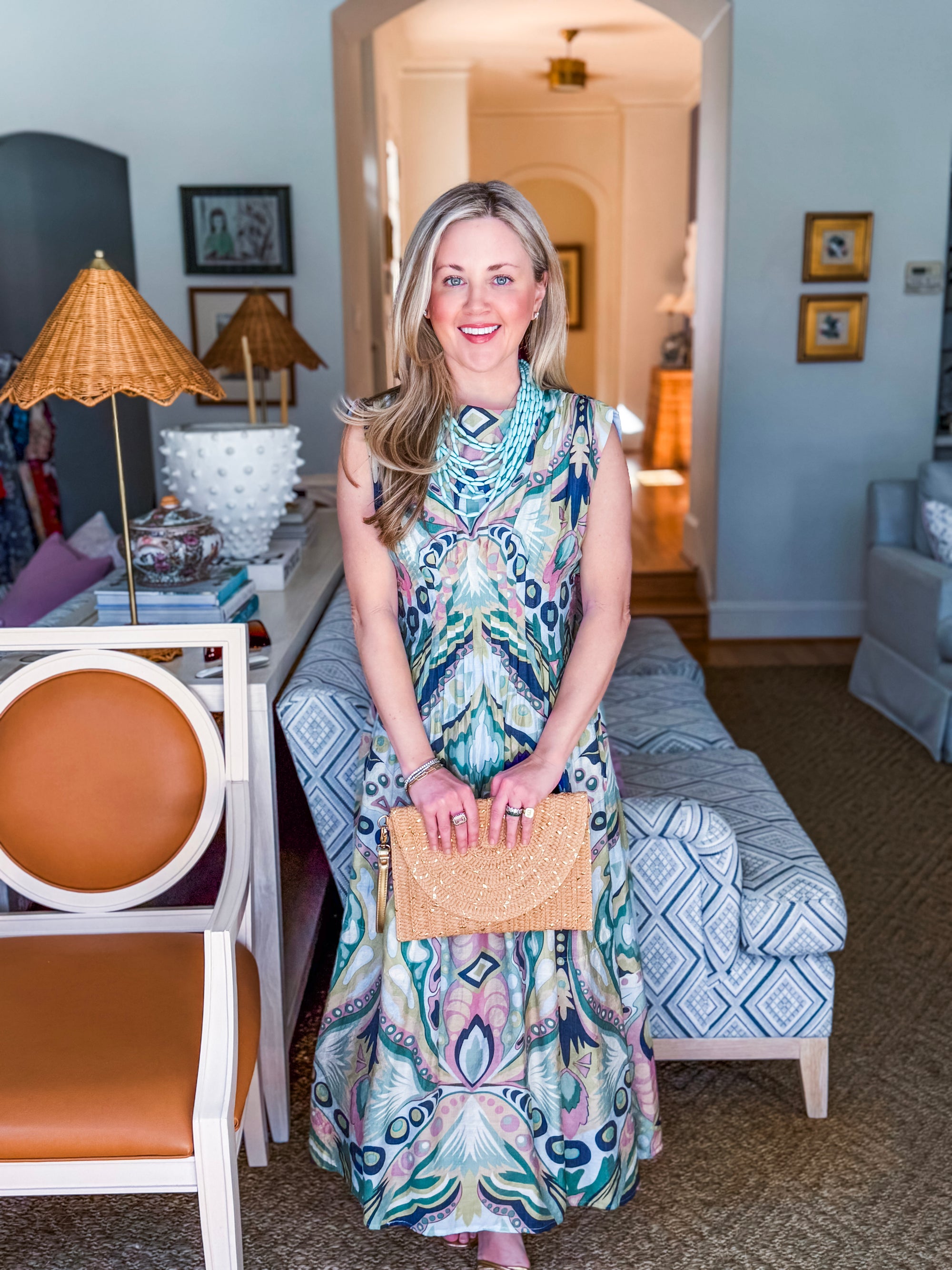 Sedonia Sunset Midi Dress-Navy/Mint