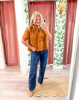 Lucille Stand Collar Top-Camel