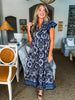 Sunset In Sorrento Midi Dress-Navy