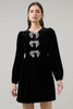 Glow Bow Velvet Dress- Black