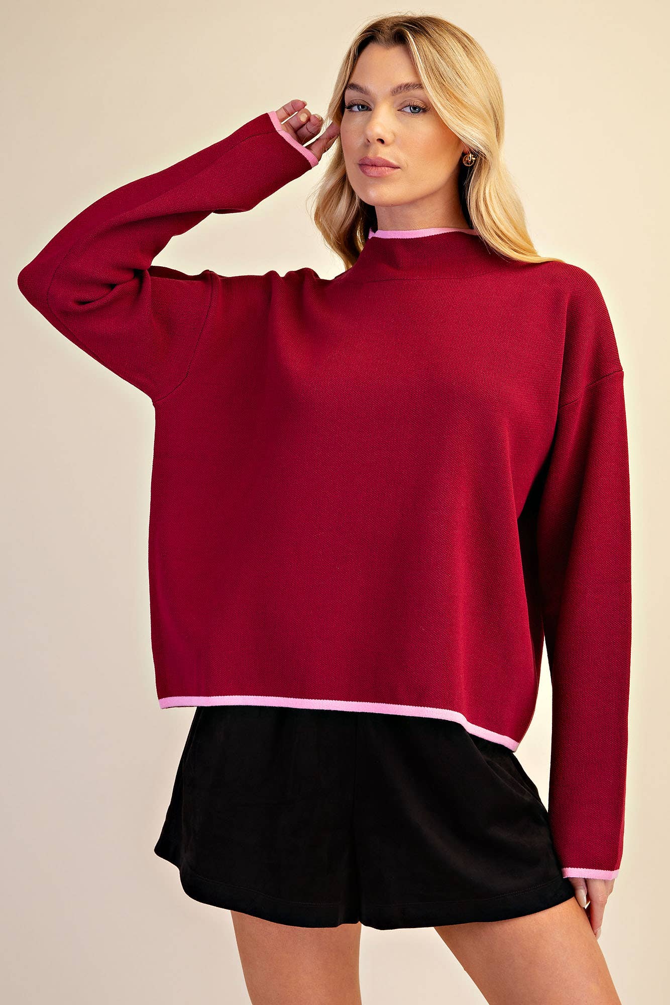 Falling Leaves Sweater-Burgundy