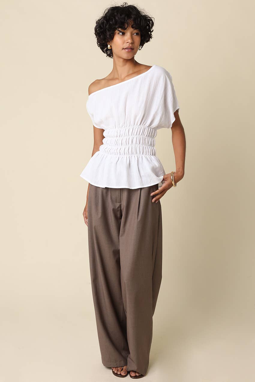 Selena One Shoulder Smocked Top