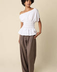Selena One Shoulder Smocked Top