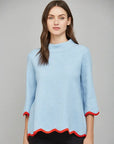 Go With the Flow Knit Top-Soft Blue/Orange Red