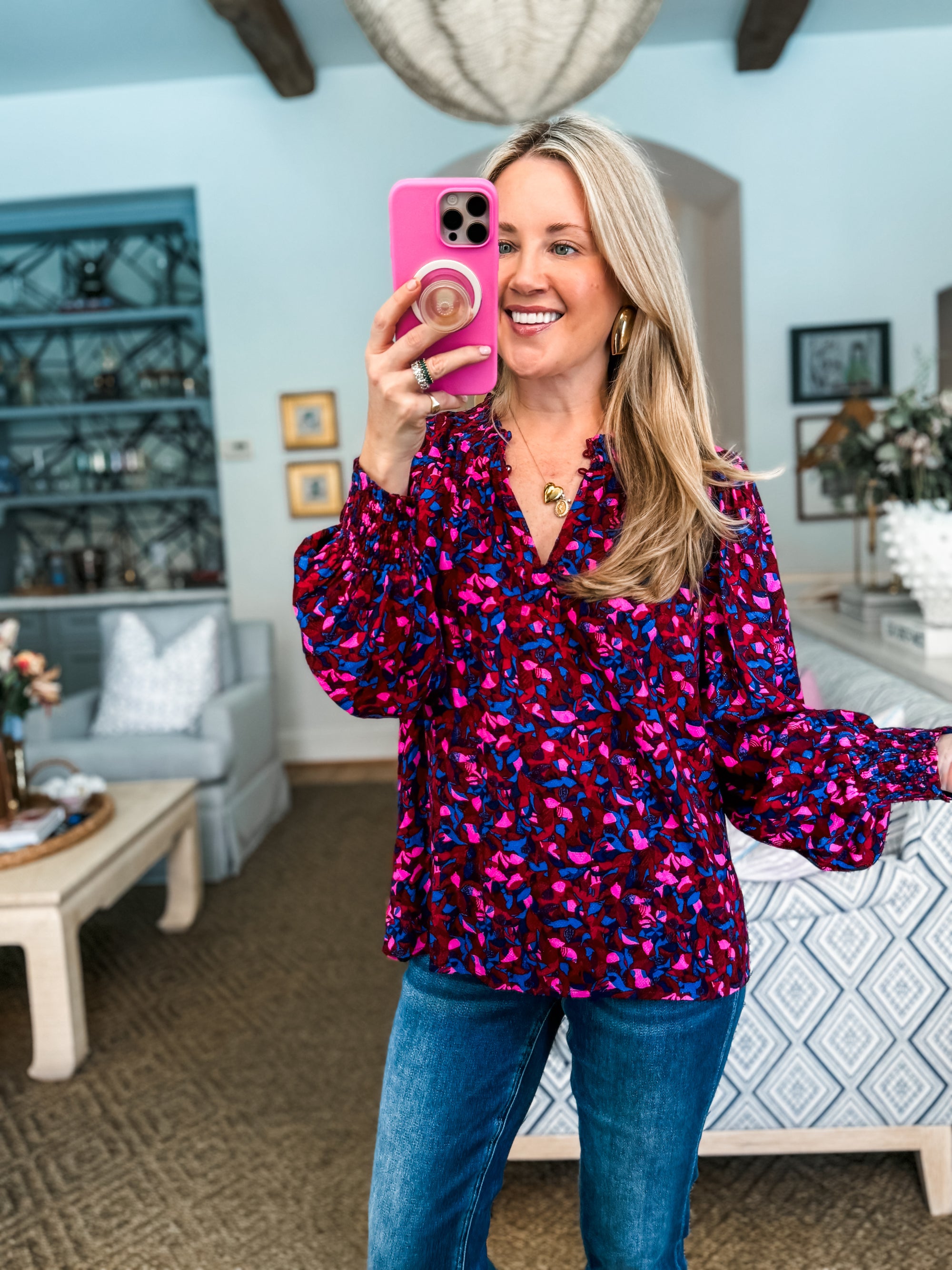 Turma Floral Ruffle Top