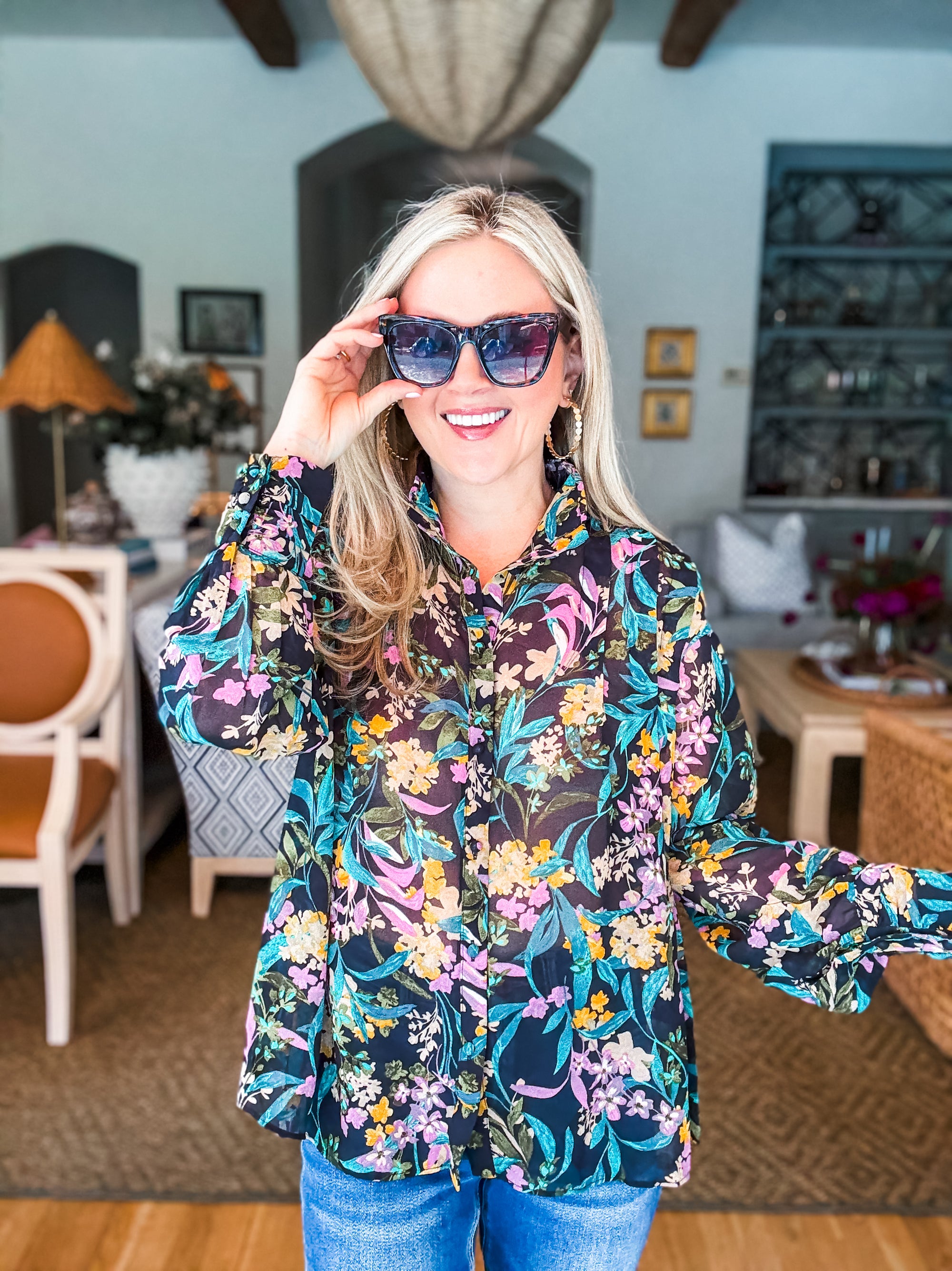 Midnight Garden Floral Top