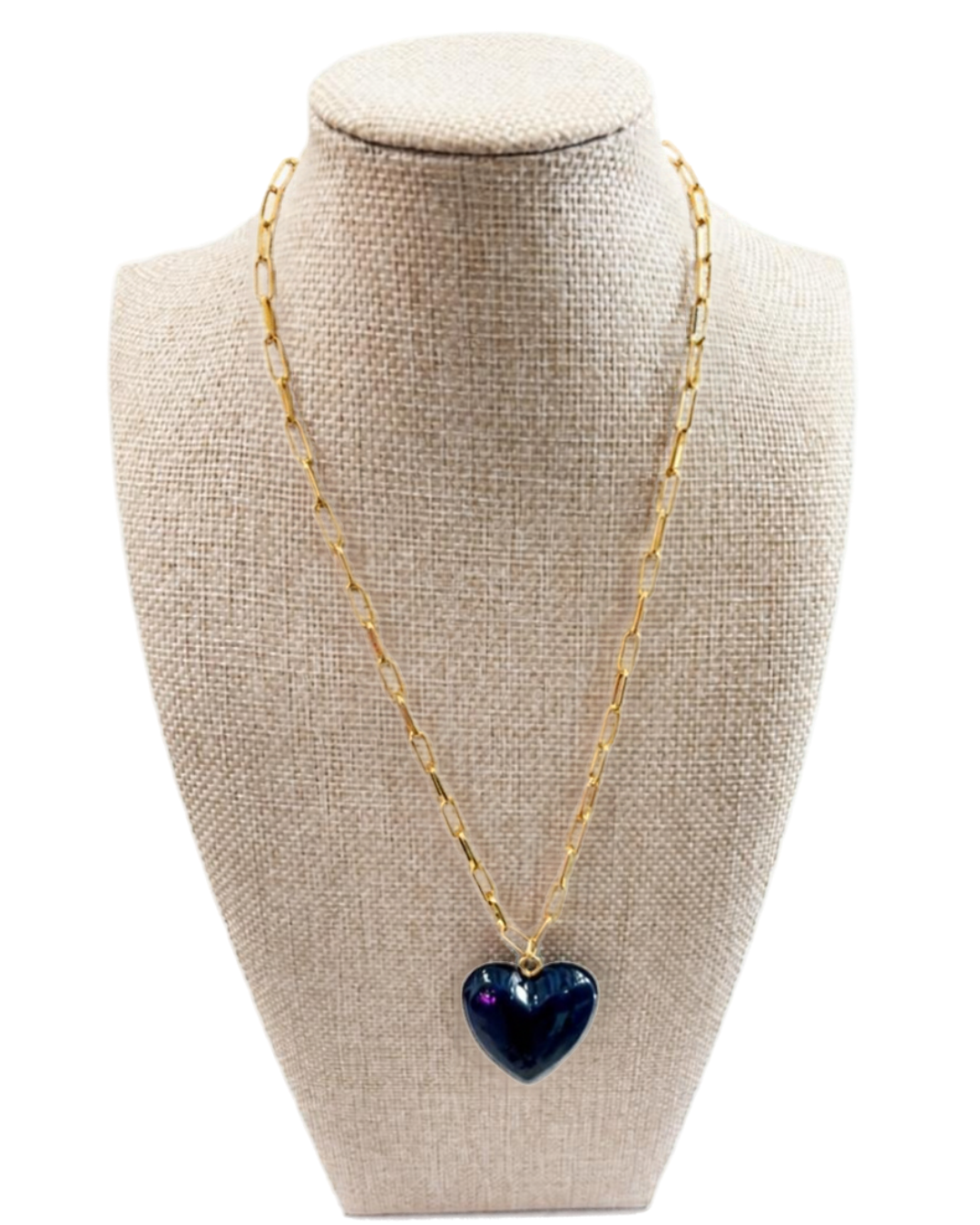Wander Enamel Heart Medallion Necklace-Midnight