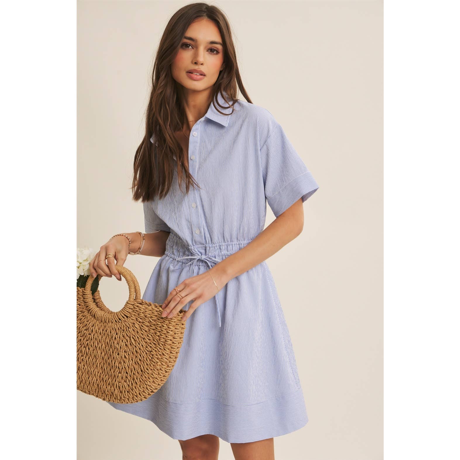Crisp Summer Button Down Mini Dress