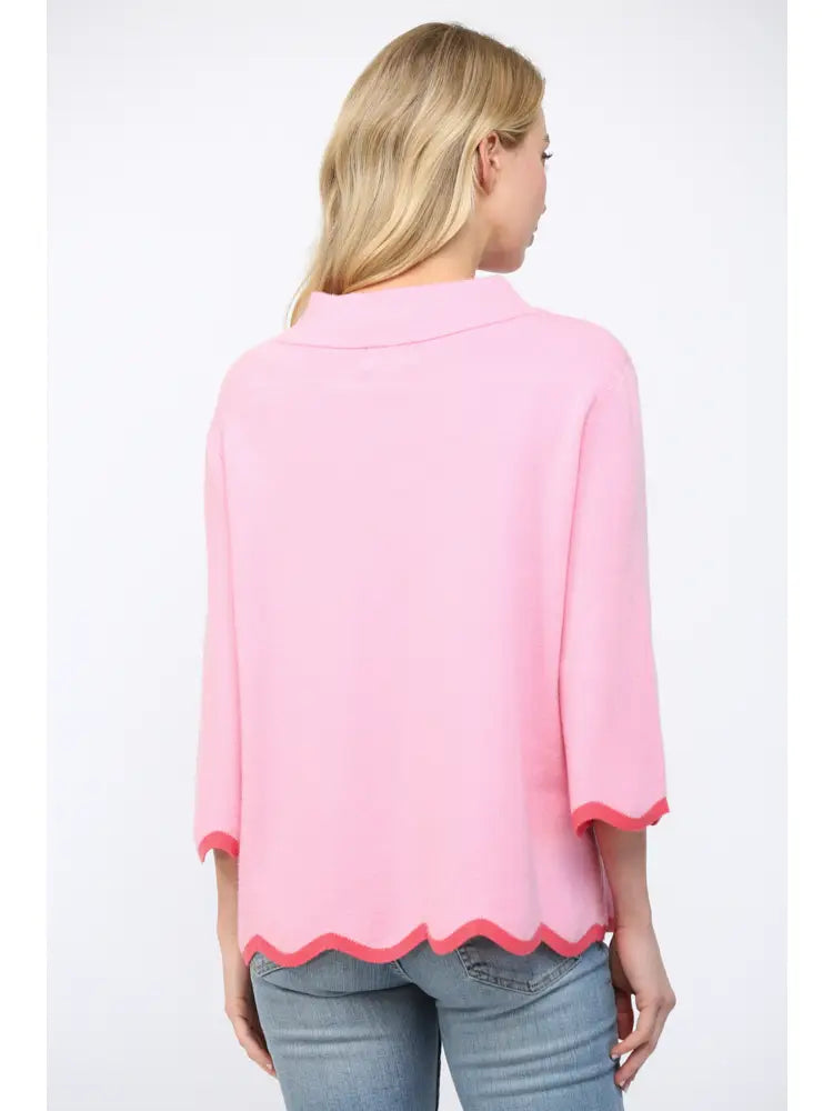 Go With the Flow Knit Top-Bubblegum Pink/Coral