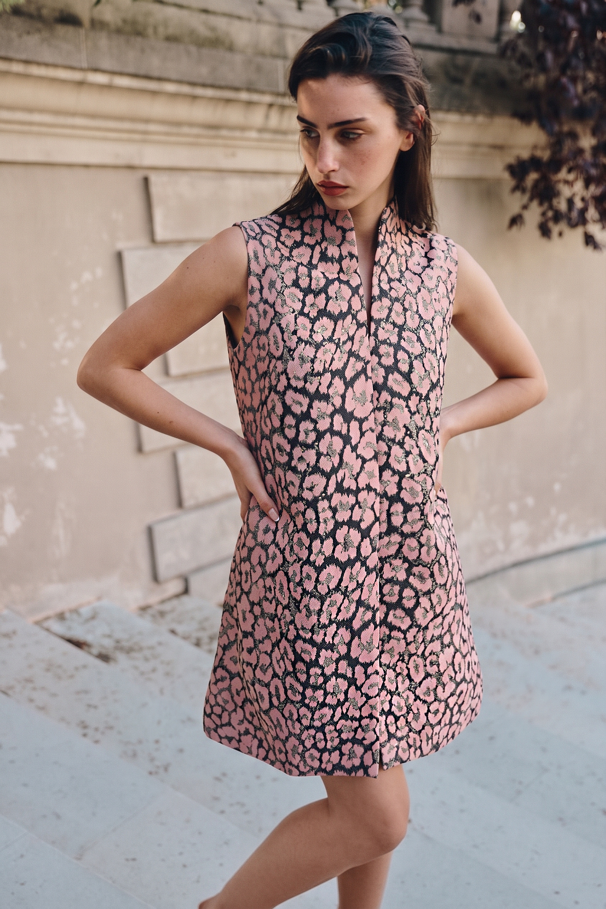 Huntress Jacquard Mini Dress-Pink