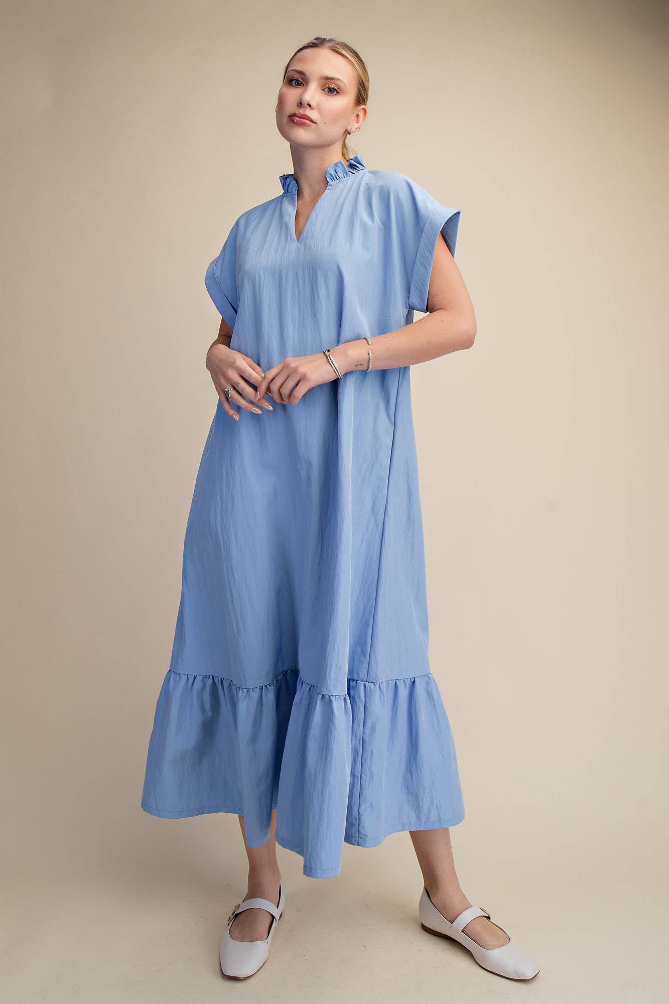 Simple Joy Midi Dress-Blue