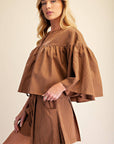 Swing Cape Stripe Top-Camel