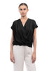 Silky Feels Drape Blouse- Black