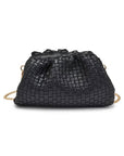 Tate Woven Frame Clutch-Black