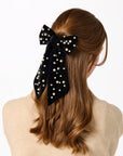 Velvet and Pearls Bow Clip