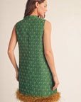 Feather Muse Jacquard Dress-Green