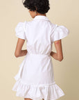 Avah Ruffle Wrap Mini Dress-White