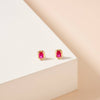 Birth Stone Stud Earrings- Pink