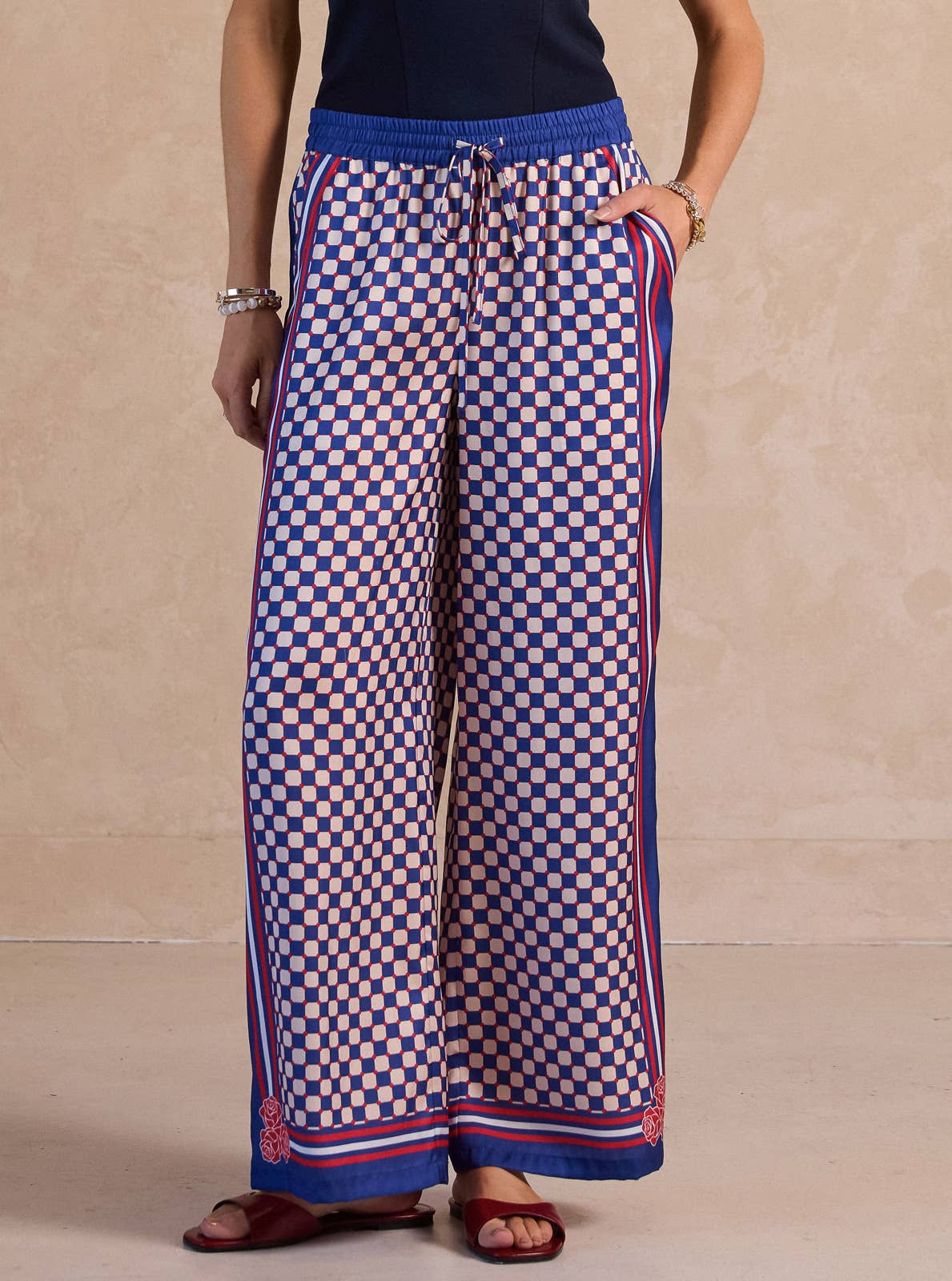 Checkerboard Wide Leg Pants