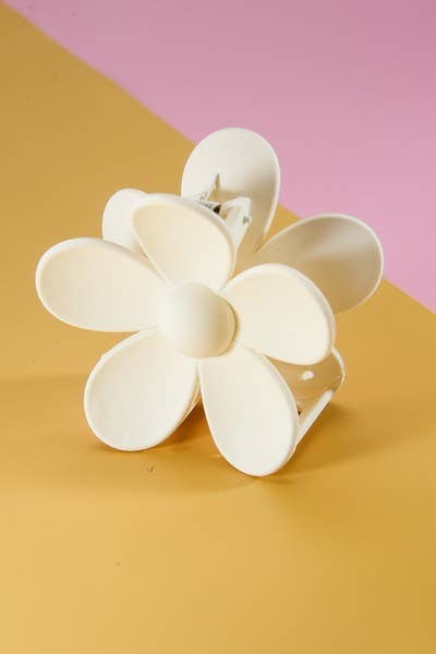 Oversize Matte Flower Hair Claw Clips- Off White