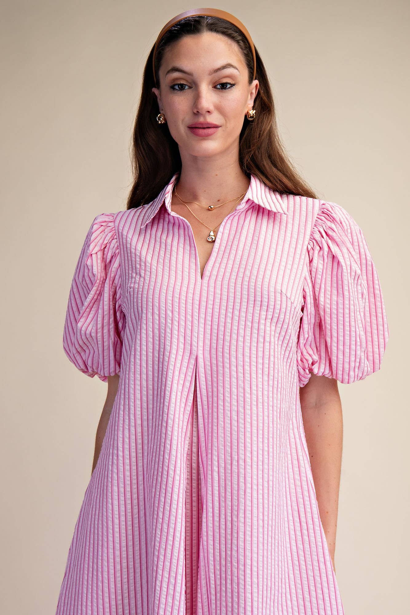 Nautical Grace Midi Dress-Pink