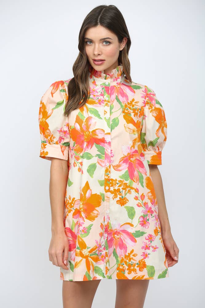 Spring Lily Button Down Mini Dress