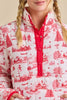 Christmas Toile Printed Quilted Jacket-Red
