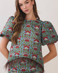 Bloom & Feather Trim Top