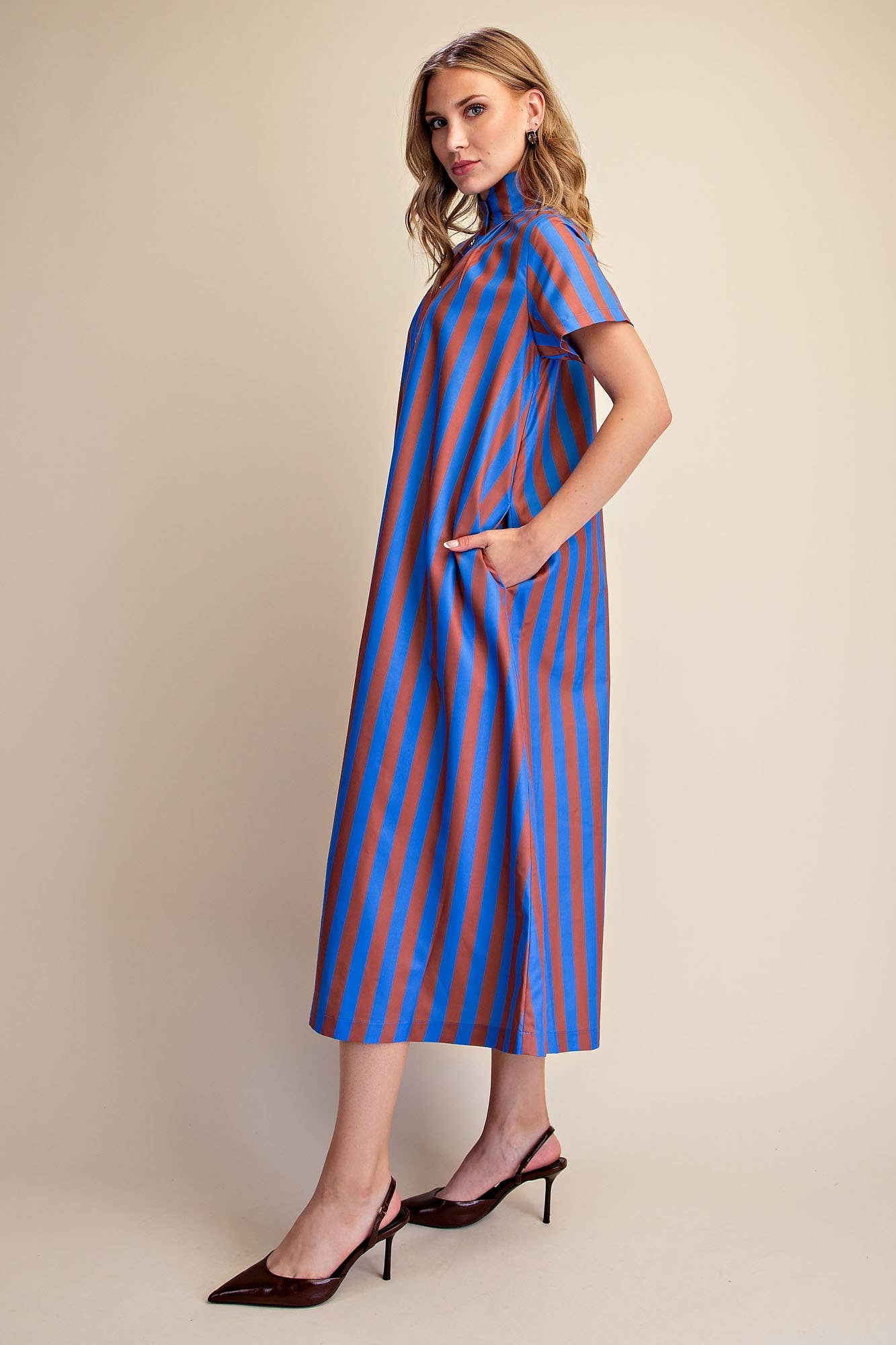 The Iconic Stripe Midi Dress-Royal