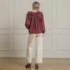 Feeling Light Ruffle Trim Top-Wine