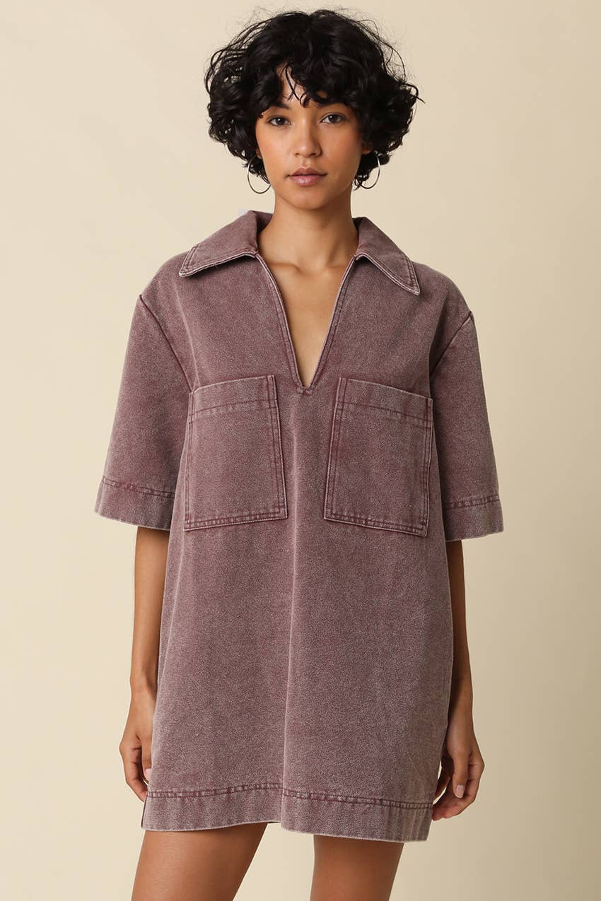Rosie Washed Collared Mini Dress